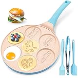 DAYOOH Dinosaur Egg Pan Omelette Pan 7-Cup Pancake Pan Breakfast Pancake Skillet for Eggs, Pancakes, Plett, Crepes Nonstick Pancake Maker