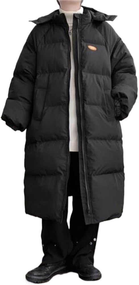 VIDI Hooded Coat In The Long Down Jacket Men's Winter Leisure Add Thick Warm Loose