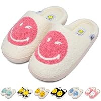 SMILEYWORLD® Kids Slippers Boys Girls Memory Foam Plush Slipper Cozy Warm Indoor House Shoes,Pink White,4/5 UK