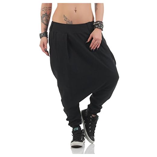 Malito básico Pantalones Bombacho Pantalones Anchos 91086 Mujer Talla Única (Negro)