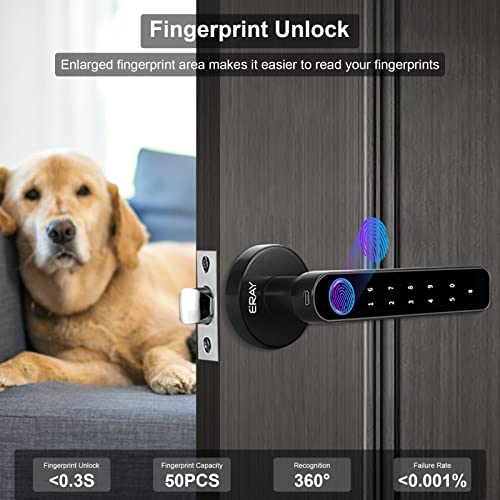 Fingerprint Door Lock Set With Deadbolt, Keyless Entry Door Knob Lock, Eray Black Keypad Code Door Lever Lock With Handle, Interior Security Lock Kit For Home Hotel Apartment Office Room #TOP1