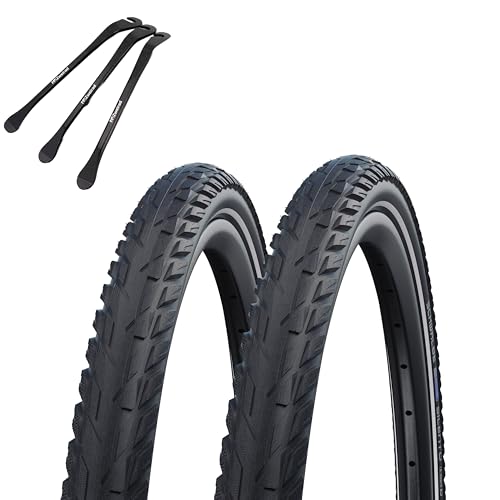 2 x Silento Fahrradreifen 28 x 1,60 Zoll 42-622 Reflexstreifen Schlauch wählbar + MSzweirad Reifenheber (ohne Schlauch, 28 x 1,60 Zoll (42-622))