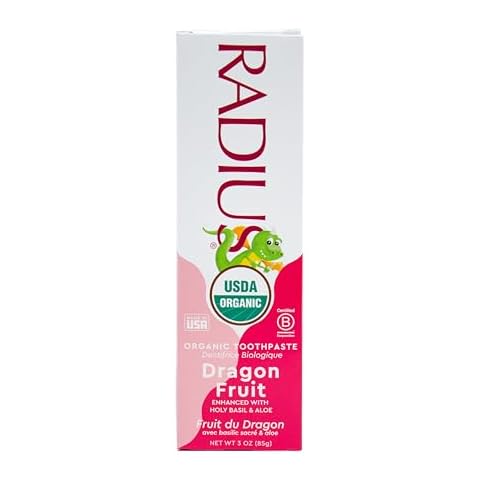 RADIUS USDA Organic Kids Toothpaste 3oz Non Toxic Chemical-Free Gluten-Free Designed to Improve Gum Health for Children's 6 Months and Up - Dragon Fruit - Pack of 1 Cover