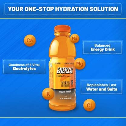 Image of Enerzal Energy Drink Orange Flavour Liquid 400ml (Combo Pack of 12)