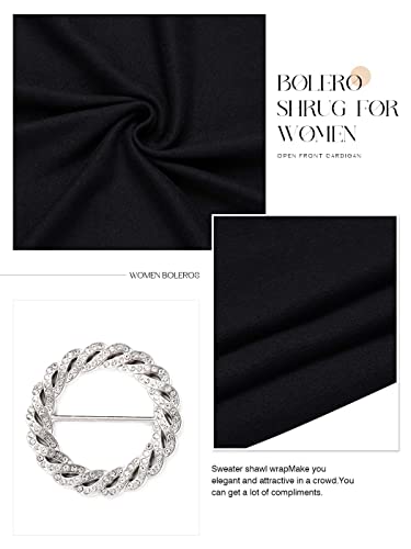 Aukmla Women Bolero Shrug for Evening Dresses Wedding Party Jacket Prom Shawls and Wraps Cover Up with Rhinestones Bukcle4