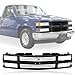 CarPartsDepot, Front Plastic Grill Grille Painted Flat Black Bar Frame w/Composite Headlamp Replacement, 400-15157 GM1200239 15981092