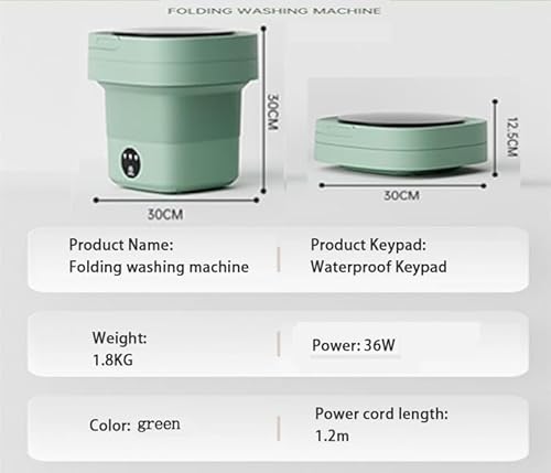 AFGSsm 12L mini washing machine, Portable washing machines with Drain Basket for Travel Apartments Dorms, Underwear Baby Clothes(Green) - Image 3