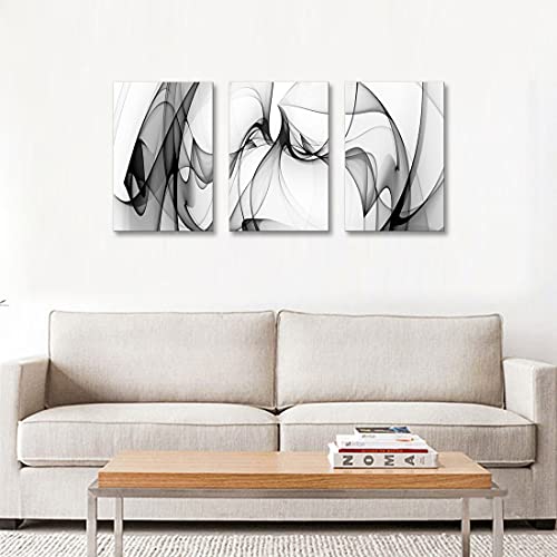 Gutilanda Art Black And White Abstract Line Art Canvas Print Painting Modern Wall Decor Artwork, Home Office #TOP3