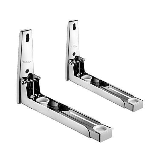 Mikrowellenhalterung aus 304 Edelstahl mit Teleskoparme, Universalwandhalterung für Mikrowellen, Grillofen, Backofen, Wandregal bis 40 kg,