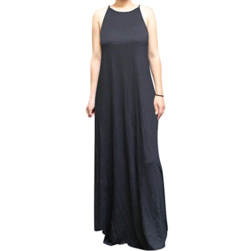 ShopMyTrend SMT Women's Boho Print Halter Neck Casual Long Maxi Dress Small Black (MXD)