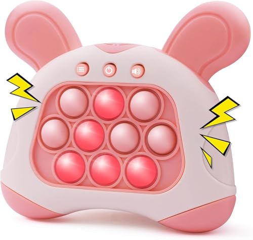 Fast Push Game Fidget Toys Game Handheld Bubble Game Light-up Toy for Boys, Girls and Adults Birthday Halloween Party Gift (Pink)