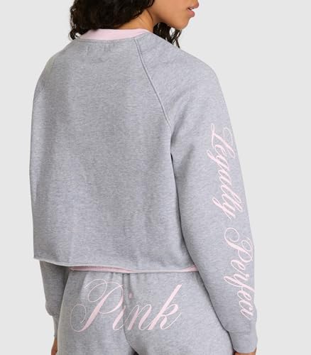 Victoria's Secret PINK | Elle Campus Fleece™ Cropped Crew Sweatshirt, Medium Heather Grey, XL - image 2