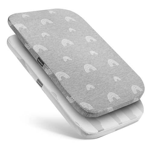 Image of Baby Bassinet Mattress Topper, Waterproof Replacement Pad with Removable & Washable Mattress Covers (for Baby Delight)