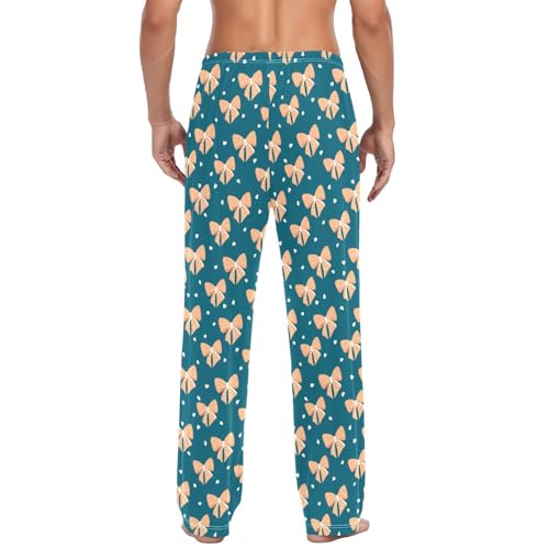 Yellow Bows Men's Cotton Pajama Pants with Pockets and Drawstring Comfortable and Stylish,S3