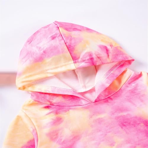Kids Tie Dye Sweatsuit Toddler Girls 2 Piece Tracksuit Hooded Sweatshirt and Sweatpants Athletic Jogging Outfit for 0-6 Years4