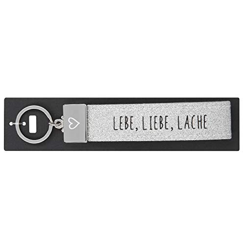 Depesche 4298-038 Schlaufen Schlüsselanhänger aus Filz mit graviertem Metallabschluss und kultigem Aufdruck Lebe Liebe Lache Silber Circa 18 7 x 4 4 x 1 cm