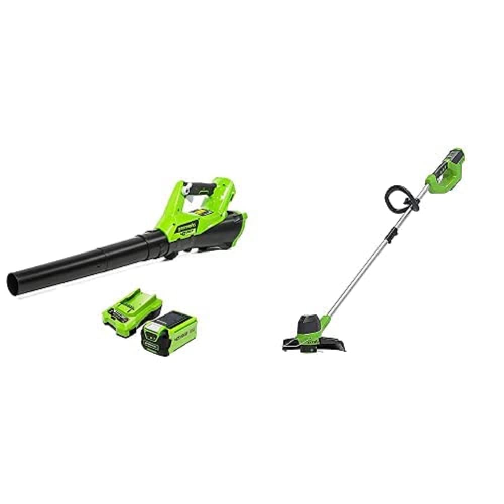 Greenworks Soffiatore Assiale 40V, Tagliabordi con Batteria 2Ah e Caricatore
