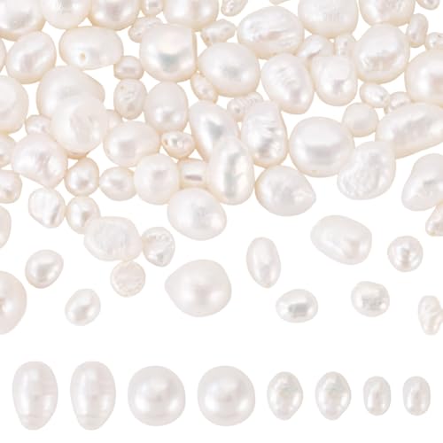 Image of Beadthoven 100pcs Natural Freshwater Cultured Pearls 4 Styles Irregular Oval Rice Beads Loose Beads Real Pearls for Summer DIY Bracelets Necklace Earrings Jewelry Making