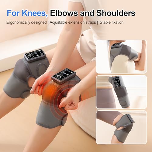 Masajeador de rodilla con calefacción, almohadilla vibradora inalámbrica para relajación diaria, batería de 3000 mAh, 5 niveles de calor y 3 modos de masaje para rodillas y codos miniatura 3