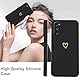 Oelrstfe Handyband für Samsung Galaxy S20 Hülle mit Band Herz Motiv Handyhülle für zum Umhängen Silikon Stoßfest Ultra Dünn Weich Schutzhülle mit Kordel Necklace Kette Love Muster Case,Schwarz