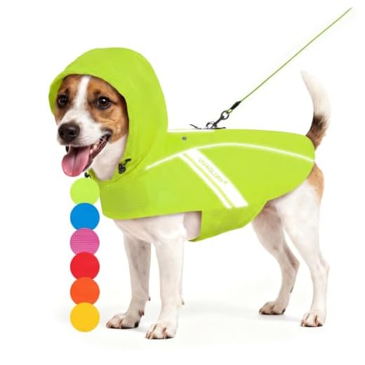 VIVAGLORY Dog Raincoat for Small Dogs, Easy on & Off Pet Rain Clothes with Storage Bag, Reflective Lightweight Breathable Dogs Safety Vest Jackets for Adventures, Walking, Hunting, Bright Yellow