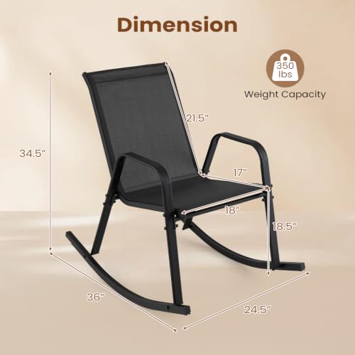 Tangkula Outdoor Mesh Fabric Rocking Chairs Set of 2 - Image 3