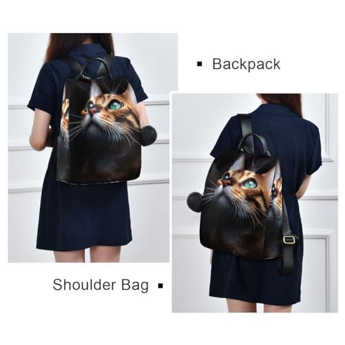 Image of ALAZA Beautiful Bengalensis Cat Kitten Backpack Purse for Women Anti Theft Fashion Back Pack Shoulder Bag