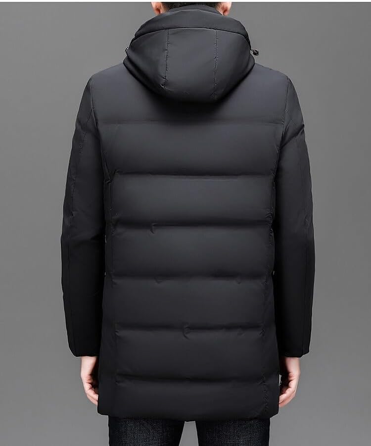 Mens Thick Warm Comfortable Trendy Down Jacket Puffy Mid Length Winter Puffer Jackets Coat
