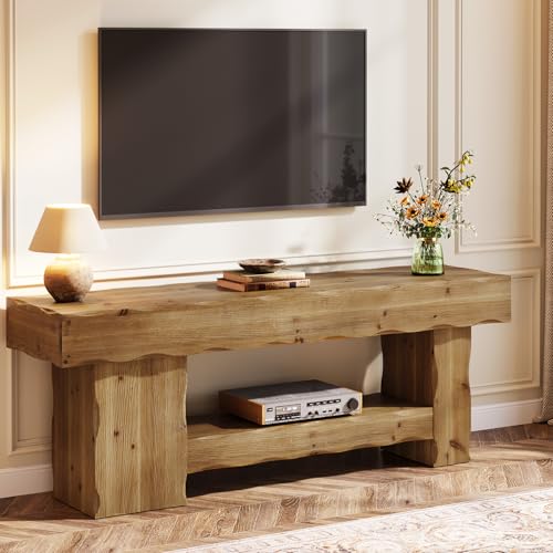 TRIBEWOOD Solid Wood TV Stand for 65 70 75 inch