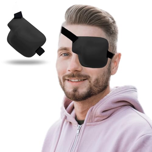 THSIREE 3D Eye Patch, Medical Eye Patches for Adults Kids, 3D Amblyopia Lazy Eye Patches for Left Eye, Black Gray