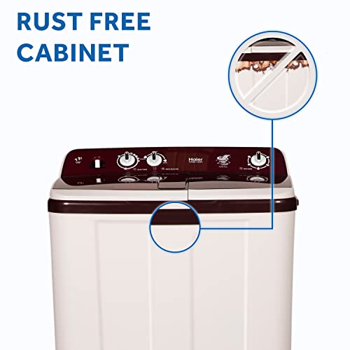 Image of Haier 8 kg Semi-Automatic Top Loading Washing Machine Appliance (HTW80-1128BT, Burgundy)
