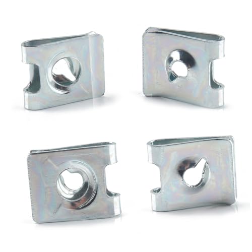 PRETYZOOM Motorcycle u Nut Set 100pcs Blue White Zinc u Clips Nut No.4 Fasteners for Fairing Bodywork Panel