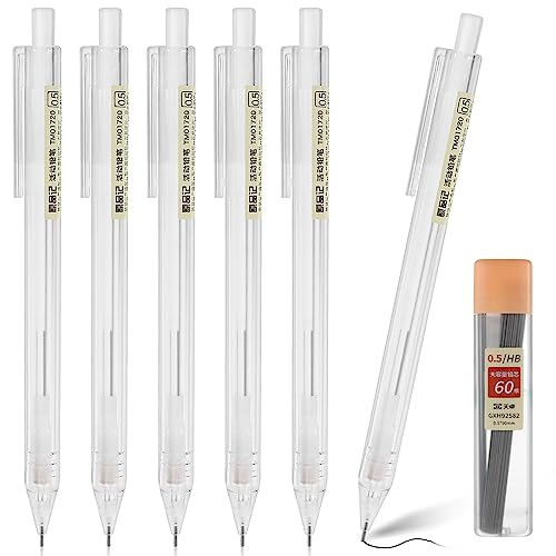 TIESOME 6PCS Transparent Mechanical Pencil Set