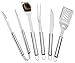 Elite BBQ Grill Tools Set - Stainless Steel Grilling Tools - BBQ Accessories - 5 Piece Barbecue Tool Gift Set w/ BBQ Spatula, Tongs, Knife, Fork, Cleaning Brush - BBQ Set - Barbeque Grill Accessories