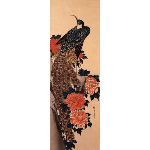 Toile Hiroshige Paon et Pivoine pour habiller un grand mur vide
