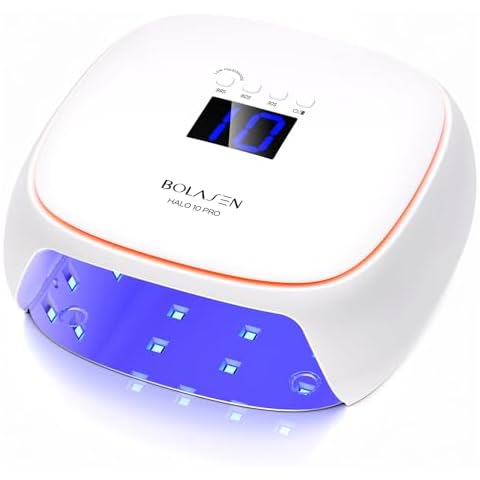 BOLASEN Cordless Rechargeable UV LED Nail Lamp, 60W Gel Nail Light with Ceramic Technology, Portable Wireless LED Nail Dryer with Metal Base, Professional Curing Lamp with Atmosphere Light, HALO 10PRO Cover