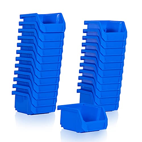24er Set Sichtlagerkästen PK141008 Kunststoffboxen zum Aufhängen u. Stapeln | Sichtkästen L13,6 x B10,4 x H7,6cm | Lagerkasten Regalkasten Stapelboxen Schütten Kleinteilekästen Sichtlagerboxen
