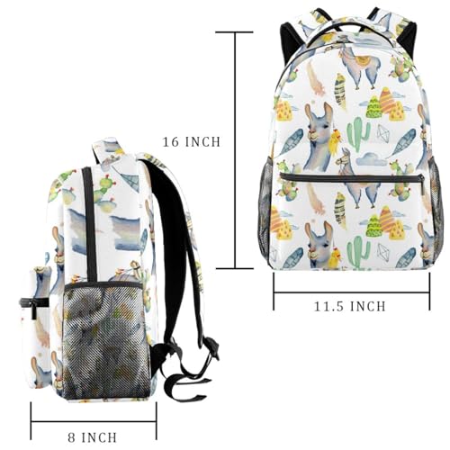 Sac à dos imprimé lama multicolore et résistant de dimensions 40x29cm - 2