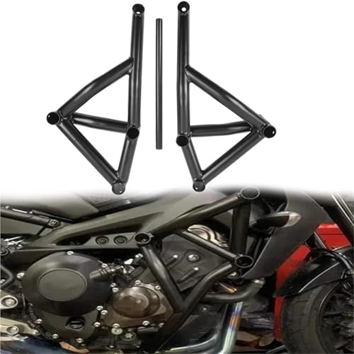 Crash bar Yamaha Tracer MT09 et FZ09 2014-2016 : protection cage moteur noire