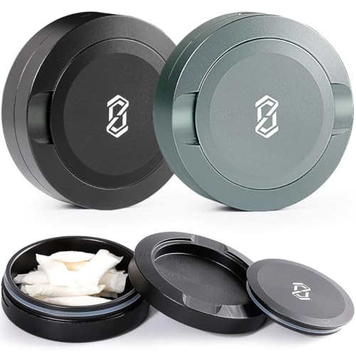 OZCHIN Metal Can for ZYN for Snus - 2 Cans - Portable Airtight Aluminum Odorless Container Odor Proof Screw-Top Lid Lock Smell Proof Multipurpose Storage Container for Spices, Coffee & Teas