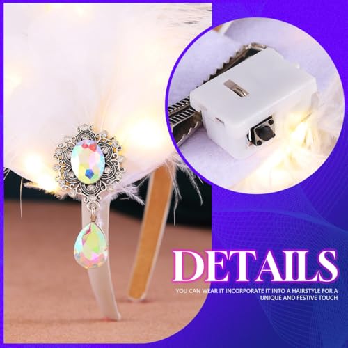 JAKAWIN Pinza para el cabello con plumas modelo 1920 Flapper con iluminación LED para carnaval y fiestas miniatura 6