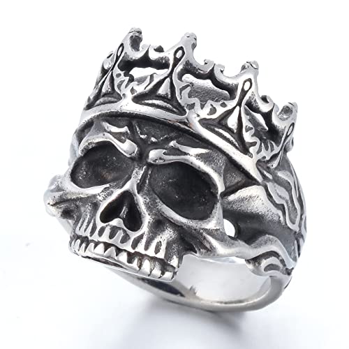 Image of Death Skull Ring for Men Stainless Steel Jewelry Biker Rings Scary Death Ring Skull for Gifts