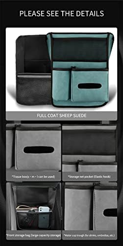 Qirc Car Purse Handbag Holder Between Seats, Suede Large Capacity Auto Storage Bag Seat Back for Purse, Car Mesh Handbag Holder for Car Front Seat Organizer, Barrier of Backseat Kids Pet (Grey)