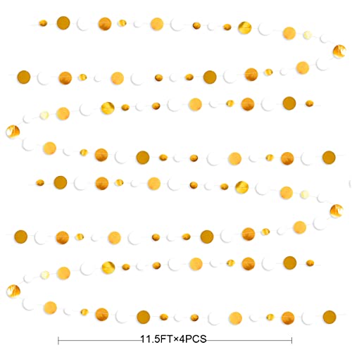 46 Feet White And Gold Circle Dots Garland Hanging Paper Polka Dots Streamer For Birthday Bachelorette Engagement Anniversary Wedding Baby Bridal Shower Christmas Holiday Party Decorations Supplies #TOP1