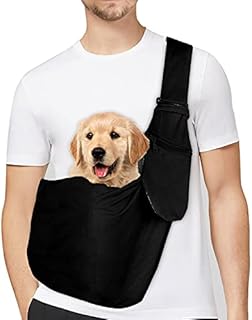 PETLOFT Reversible Dog Cat Sling Carrier, Small Dog Carrier, Adjustable Dog Sling with Fine Pocket, Hands Free Cross Body Carrier with Collar Hook for Dog/Cat/Bunny up to 4.99 KG