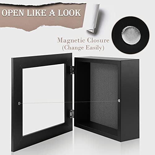 Golden State Art, 8X8 Shadow Box Frame Display Case, 2-Inch Depth, Great For Collages, Collections, Mementos, 6 Pins Included (Black, 1 Pack) #TOP1