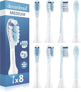 8er Ersatzbürsten von demirdental passend für Philips Sonicare C3 Premium Plaque Defence Standard Schallzahnbürstenköpfe, entspricht HX9044, kompatible Ersatzbürsten, Weiß