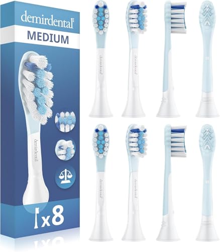 8 brossettes demirdental compatible avec Philips Sonicare têtes de brosse C3, Premium Plaque Defence Standard, équivalent HX9048, brossettes de rechange compatible, blanc