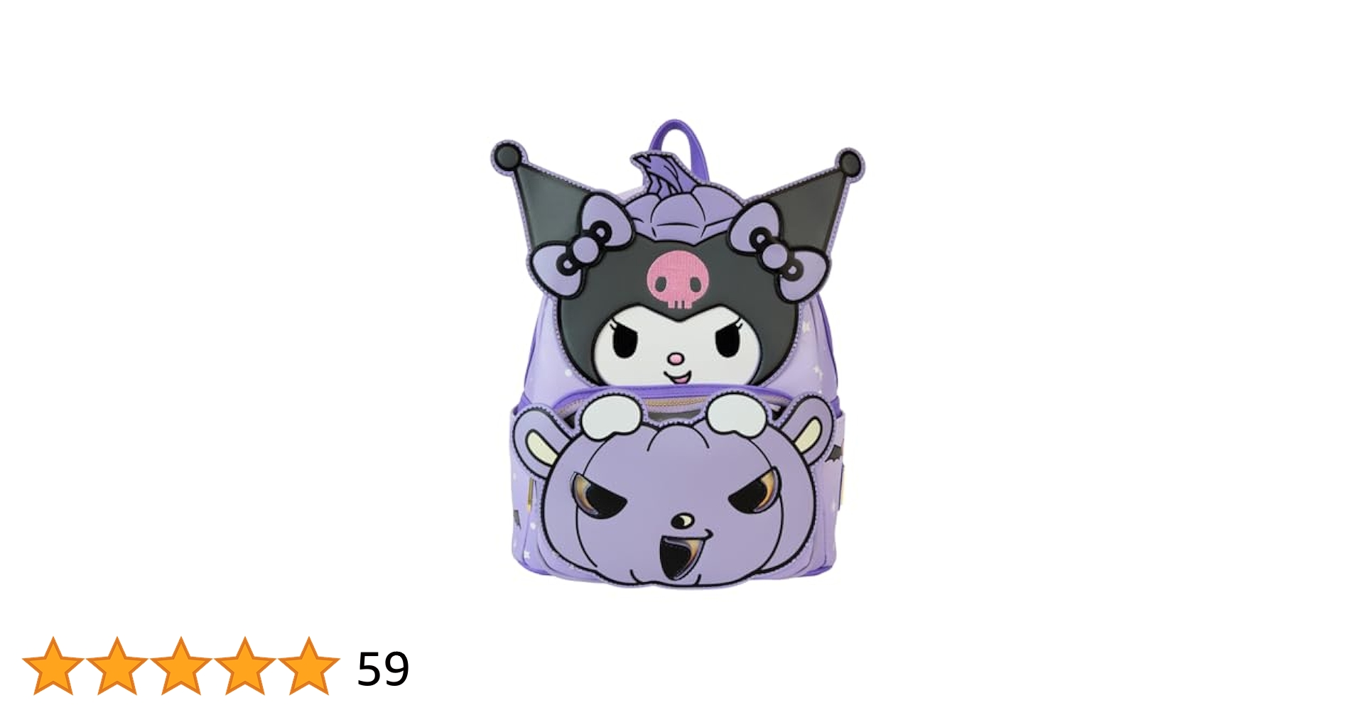 【Loungefly】サンリオ クロミ パンプキン バックパック Amazon.com | Loungefly Sanrio Kuromi Pumpkin Glow Mini