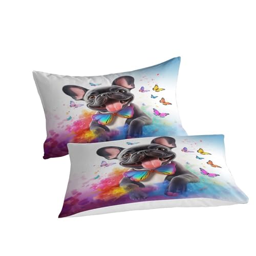 Parure de lit bouledogue anti-plis avec fermeture éclair pour lit double